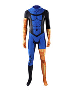 Blue Justice Hero Costume Super Jumpsuit with Headgear and Goggles for Cosplay Events