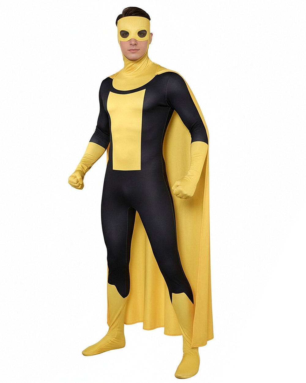 Multiverse Evil Hero Jumpsuit Yellow Combat Suit with Detachable Cape for Cosplay Events