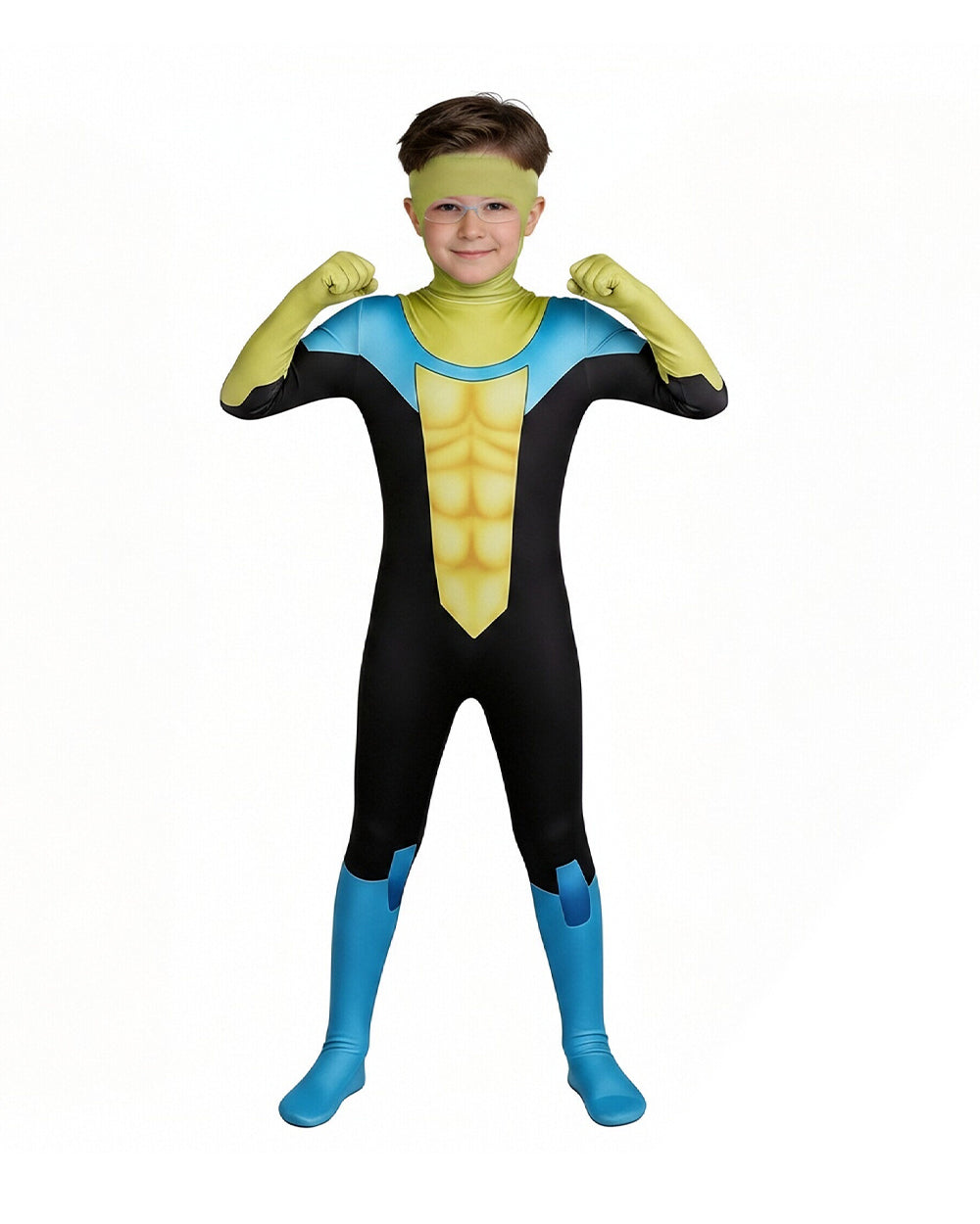 Iconic Super Hero Jumpsuit Yellow Bodysuit with Helmet and Goggles for Cosplay and Carnival Events