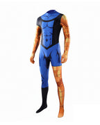 Blue Justice Hero Costume Super Jumpsuit with Headgear and Goggles for Cosplay Events