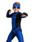 Boys Mark Costume Dark Blue Superhero Muscle Printed Jumpsuit with Helmet and Goggles for Anime Exhibition