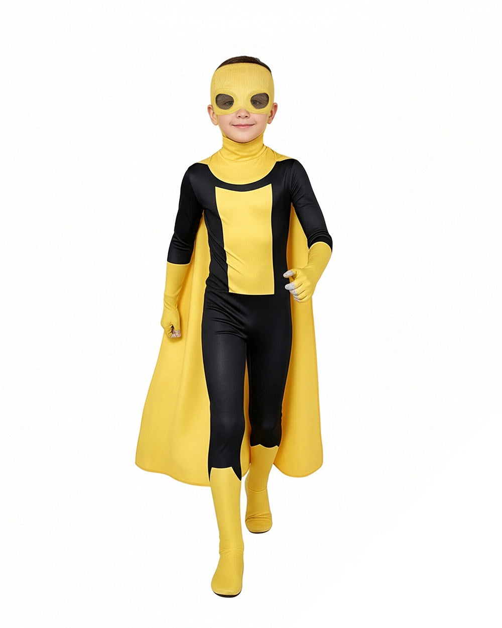 Multiverse Evil Hero Jumpsuit Yellow Combat Suit with Detachable Cape for Cosplay Events