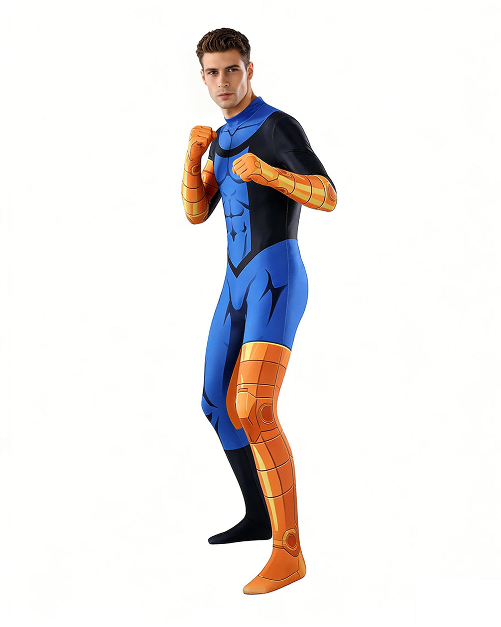 Blue Justice Hero Costume Super Jumpsuit with Headgear and Goggles for Cosplay Events
