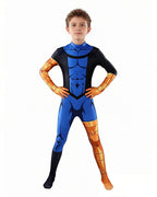 Blue Justice Hero Costume Super Jumpsuit with Headgear and Goggles for Cosplay Events