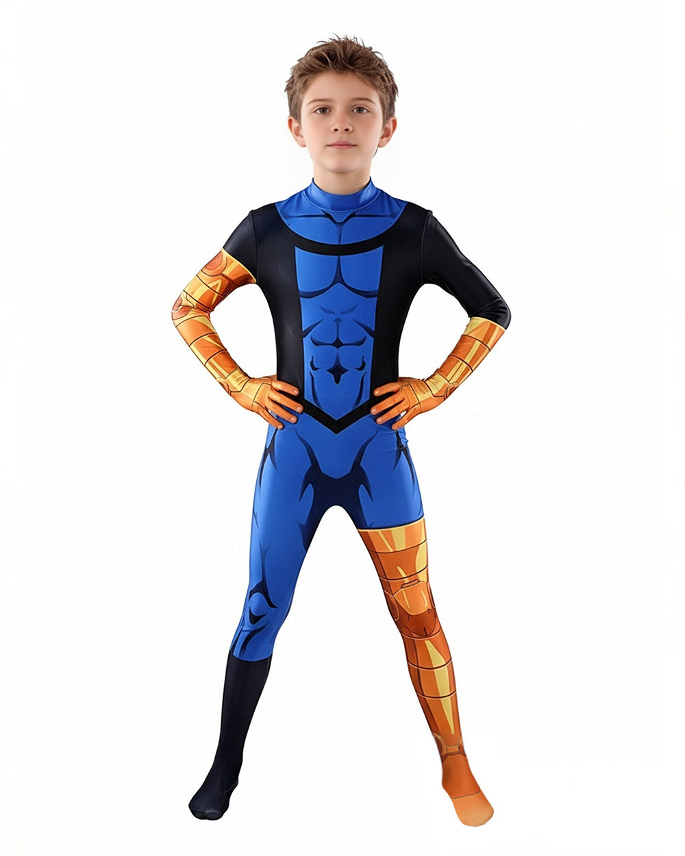 Blue Justice Hero Costume Super Jumpsuit with Headgear and Goggles for Cosplay Events