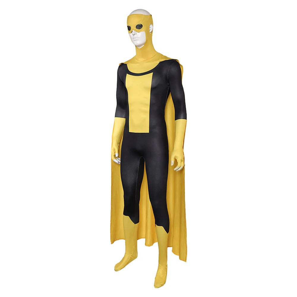 Multiverse Evil Hero Jumpsuit Yellow Combat Suit with Detachable Cape for Cosplay Events