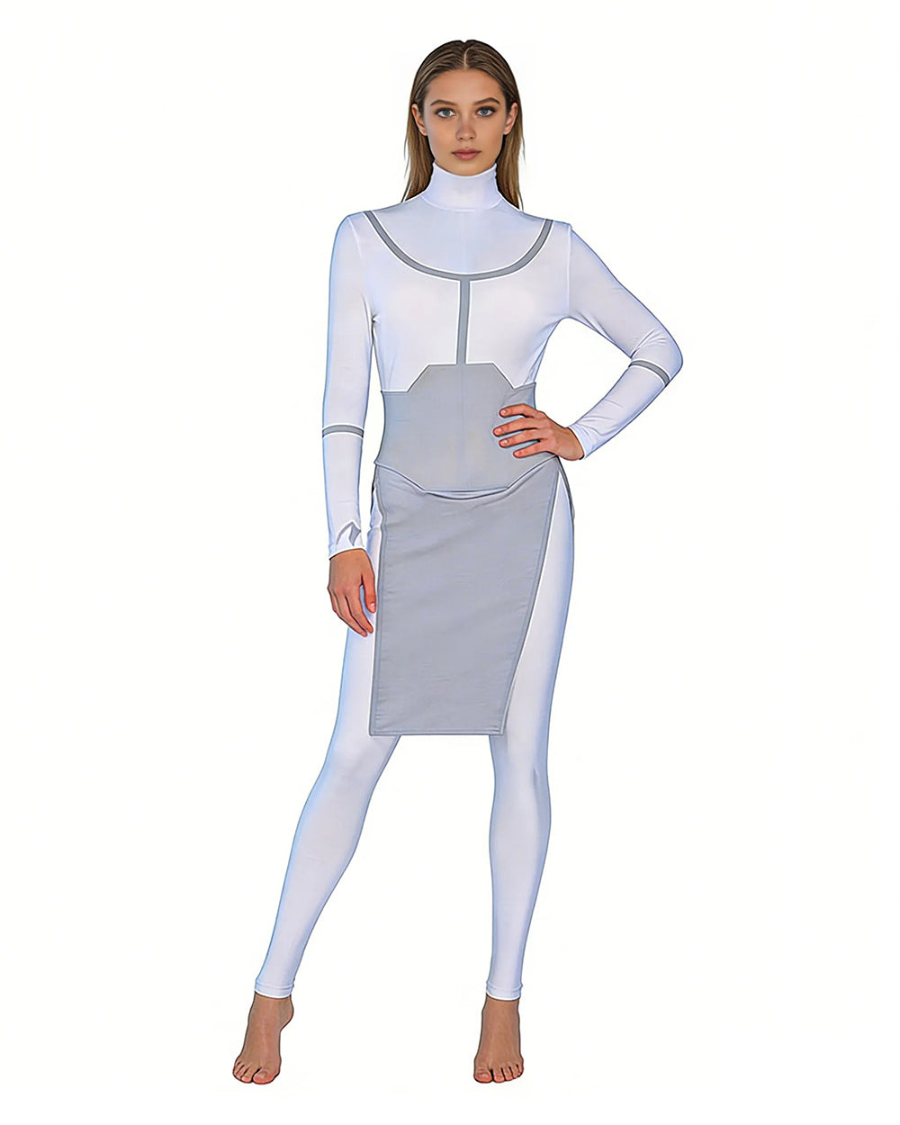 Female Viltrumite Outfit White Warrior Bodysuit with Iconic Loincloth for Cosplay