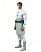 Viltrumite Costume White Warrior Muscle Print Bodysuit with Loincloth and Waist Bag for Roleplay