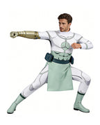 Viltrumite Costume White Warrior Muscle Print Bodysuit with Loincloth and Waist Bag for Roleplay