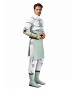 Viltrumite Costume White Warrior Muscle Print Bodysuit with Loincloth and Waist Bag for Roleplay