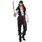 Pirate Costume Deluxe Men Captain Sparrow Costume Caribbean Buccaneer Privateer Cosplay Halloween Costume