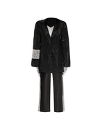 Retro 80s Costume Black Sequin Stage Outfit Music Star Jacket Pants and Hat Full Set for Cosplay