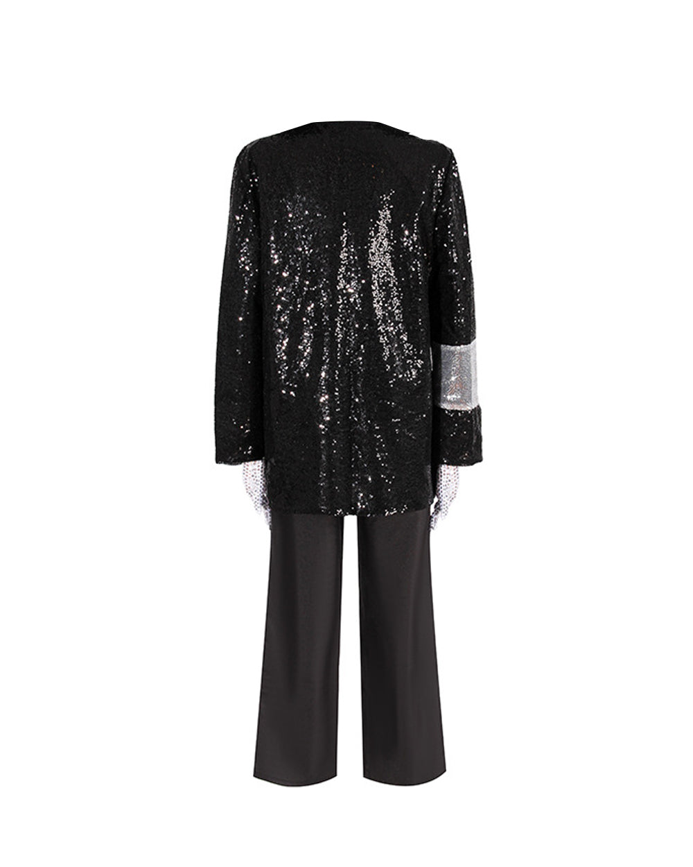 Retro 80s Costume Black Sequin Stage Outfit Music Star Jacket Pants and Hat Full Set for Cosplay