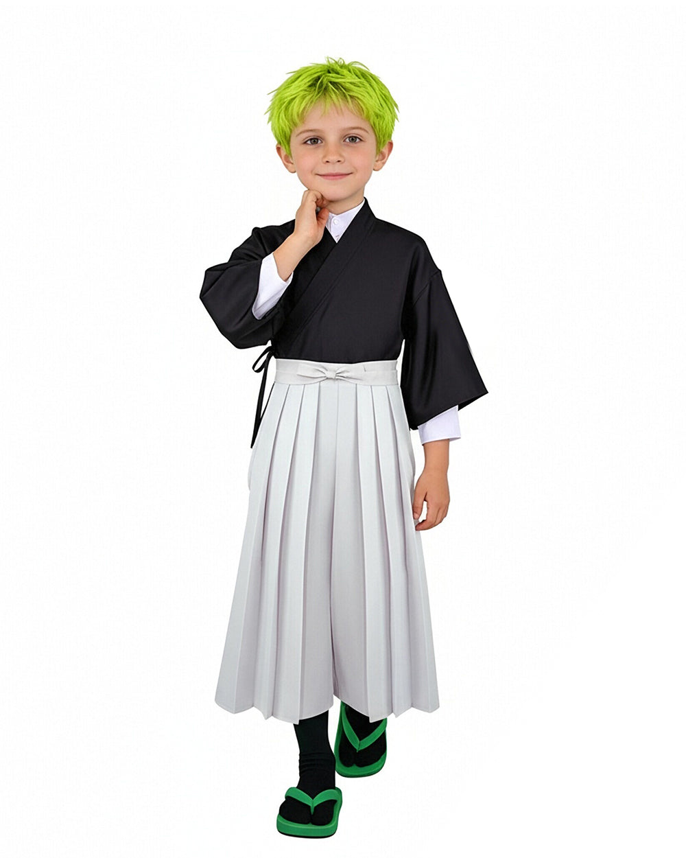 Naoya Costume Black Kimono Outerwear with Pleated Culottes Full Cosplay Set