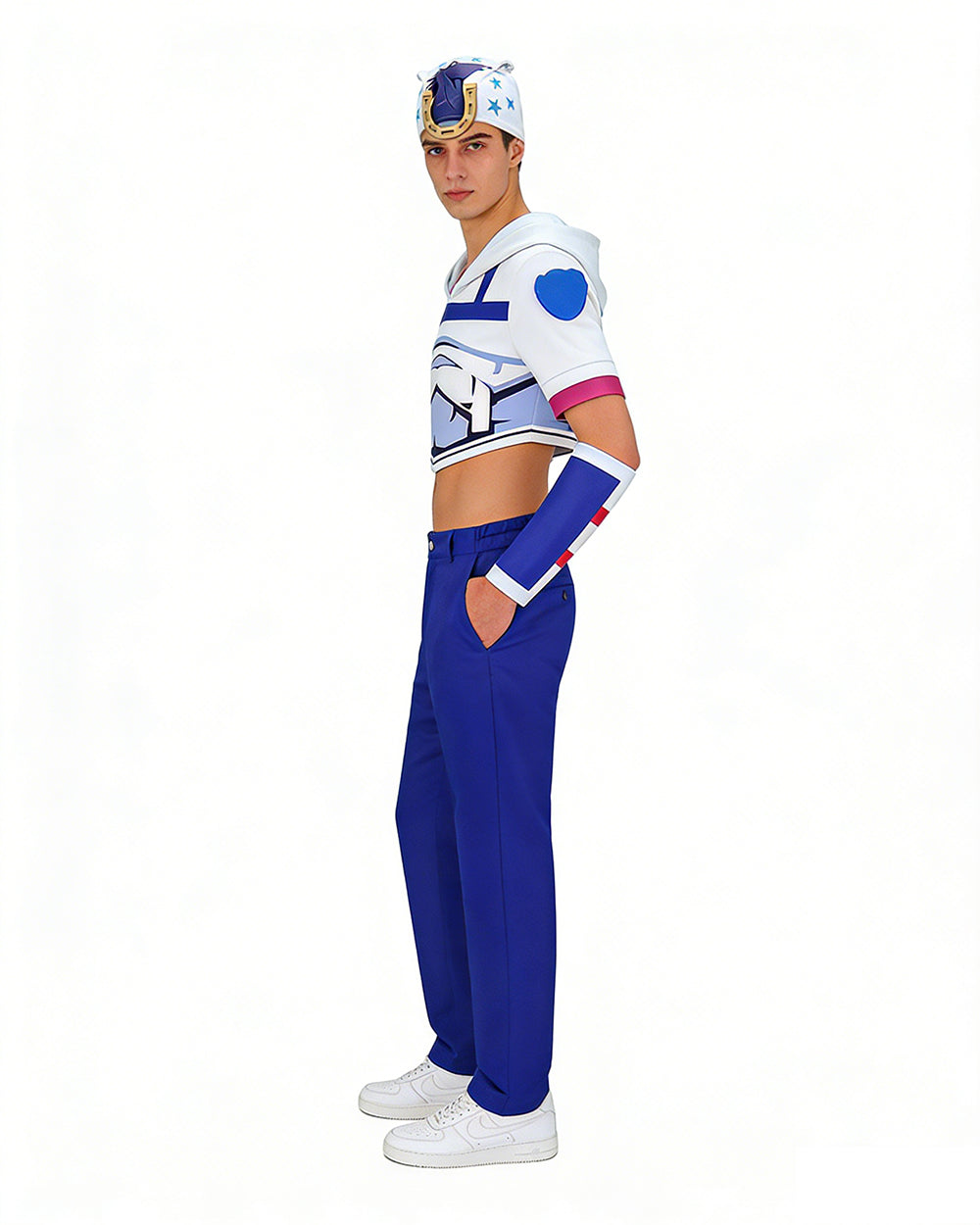 Joe Kid Uniform Short Sleeve Top with Arm Guards Blue Pants and Hat Suit for Comic Con