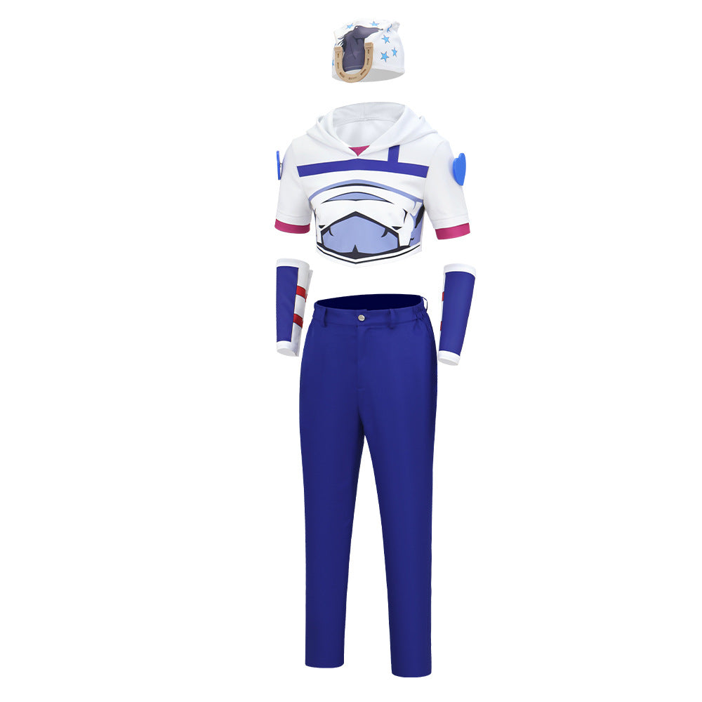 Joe Kid Uniform Short Sleeve Top with Arm Guards Blue Pants and Hat Suit for Comic Con