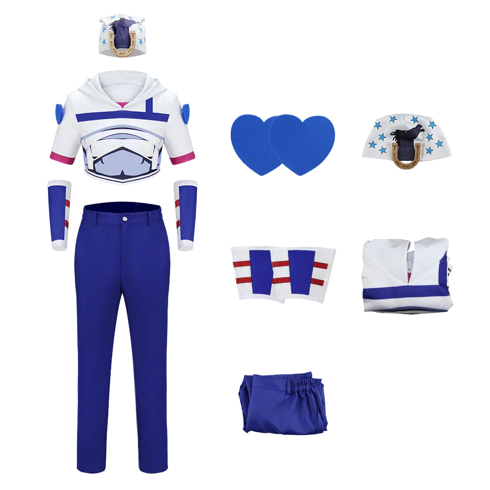 Joe Kid Uniform Short Sleeve Top with Arm Guards Blue Pants and Hat Suit for Comic Con