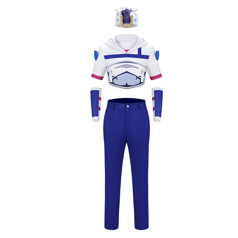 Joe Kid Uniform Short Sleeve Top with Arm Guards Blue Pants and Hat Suit for Comic Con