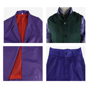 Adult Guason Costume Joker Cosplay Outfit Purple Joker Halloween Overcoat Suit for Men