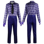 Adult Guason Costume Joker Cosplay Outfit Purple Joker Halloween Overcoat Suit for Men