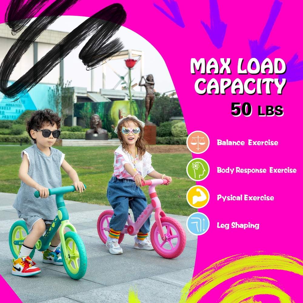 Kids Balance Bike Dinosaur Bike 2 Wheels with Foldable Footrest Ride-on Toys For Boy Girls