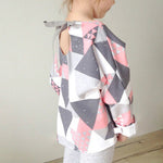 Mommy and Me Geometric Pattern Dress and Hoodie Round Neck Long Sleeve Matching Outfit