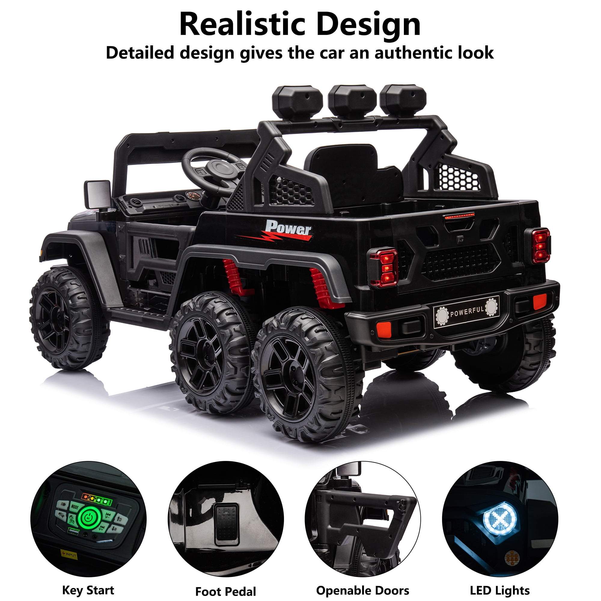 24V Ride On Car 6 Wheels Large Pickup Truck with Remote Control 2 Seater Car for Kids