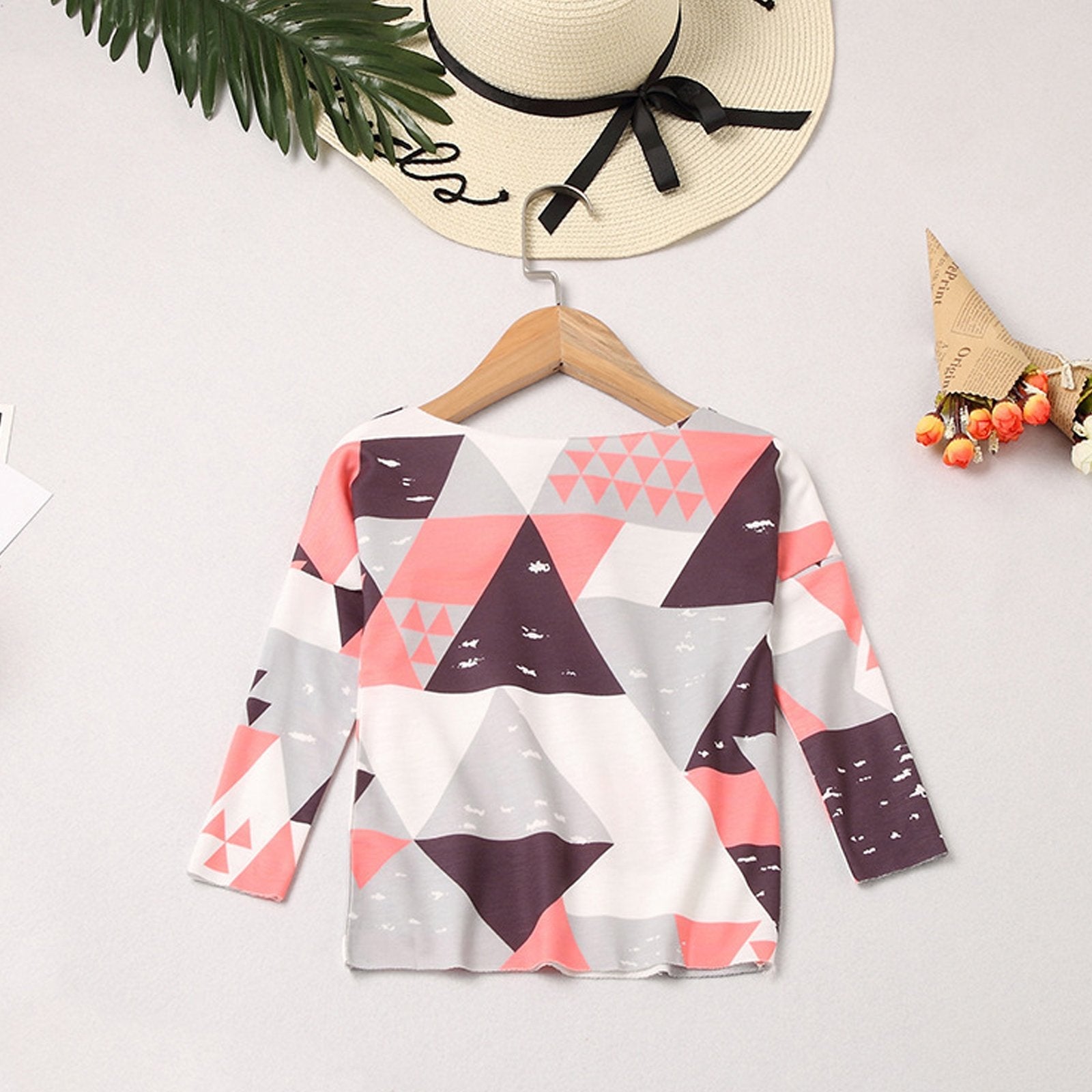 Mommy and Me Geometric Pattern Dress and Hoodie Round Neck Long Sleeve Matching Outfit