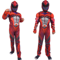 Kids Red Ranger Costume Boys Girls Classic Muscle Halloween Outfit 4-8 Years