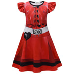 Girls The Rise Red 4 Princess Dress 2024 Movie Red Costume with Long Red Wig for Dress Up Party