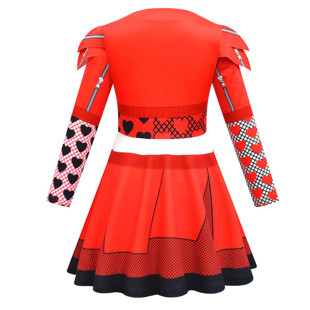 Girls Princess Red Costume Cosplay Dress Bag Gloves Wig and Pants for Halloween Party