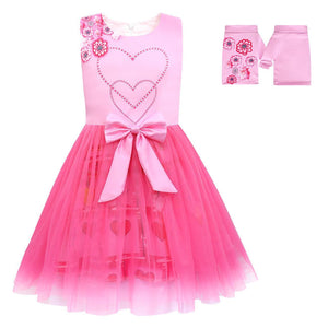 Girls The Queen of Hearts Dress Pink Princess Bridget Halloween Costume with Accessories