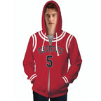 Slam Dunk Cosplay Costume Shohoku Zip-up Hoodie Unisex Hooded Sweatshirt for Adult