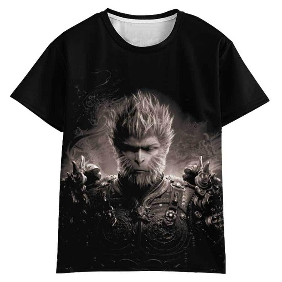 Adult Black Myth Wukong T-shirt Unisex Game Fans' Daily Wear Sun Wu Kong Shirt Black Myth Cosplay Outfit