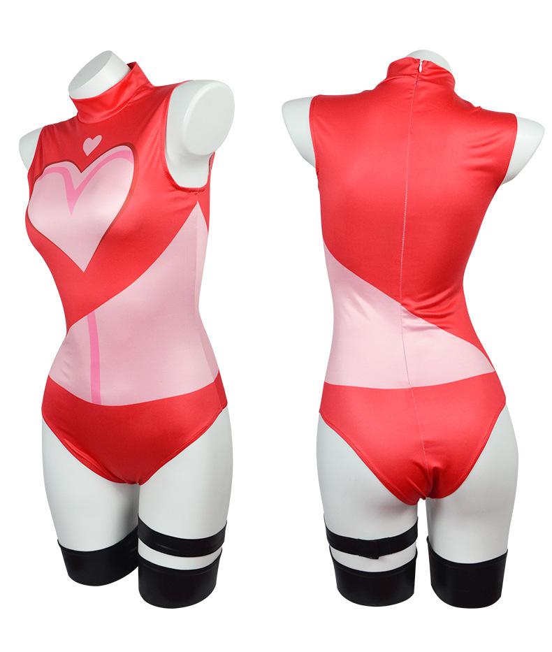 Angel Dust Poison Pink Jumpsuit Cosplay Swimsuit Beach Halloween Costume