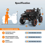 24V 2-Seater Kids Ride-On Truck Electric Toy Car with Remote Control Music LED Lights for Ages 3-8