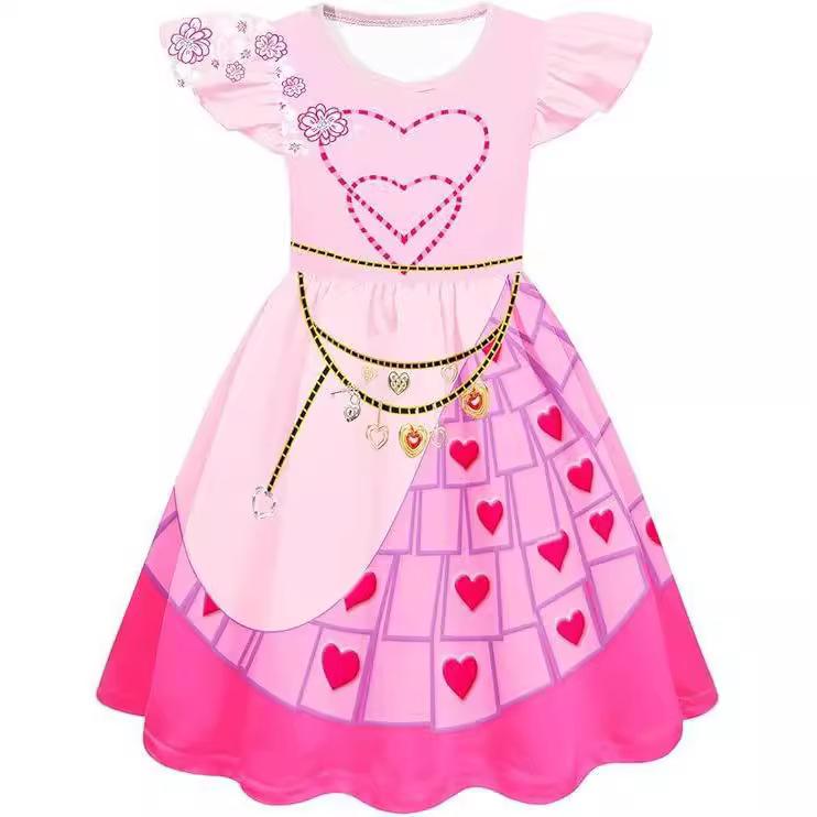 Girls The Queen of Hearts Costume Princess Bridget Pink Dress for Birthday Party