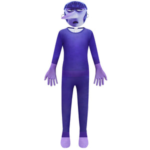 Kids Ennui Jumpsuit Inside Emotion Out Cosplay Costume with Mask for Halloween Party