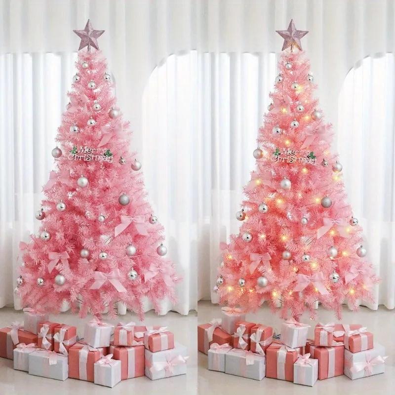 6FT/7FT Lighted Christmas Tree Artificial Pink Balsam Hill Trees Twinkly Christmas Decoration for Indoor and Outdoor