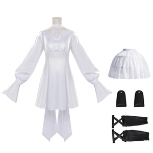 Game FF14 Minfilia Dress Women Ryne Cosplay Costume FFXIV White Halloween Carnival Suit