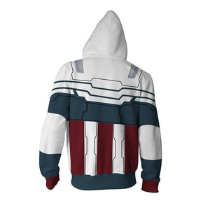 Adult Avengers Captain Hoodie Zip-up Sweatshirt Mens Hooded Pullover Superhero Costume