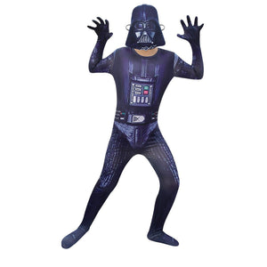 Kids Darth Costume Movie Vader Suit Jumpsuit and Mask for Halloween Party