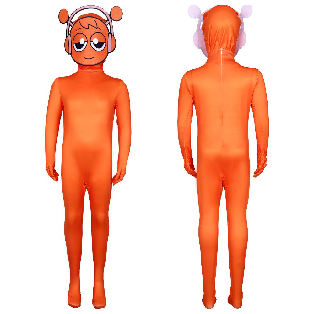 Kids Game Incredibox Costume Oren Jumpsuit Sprunki Orange Cosplay Outfit