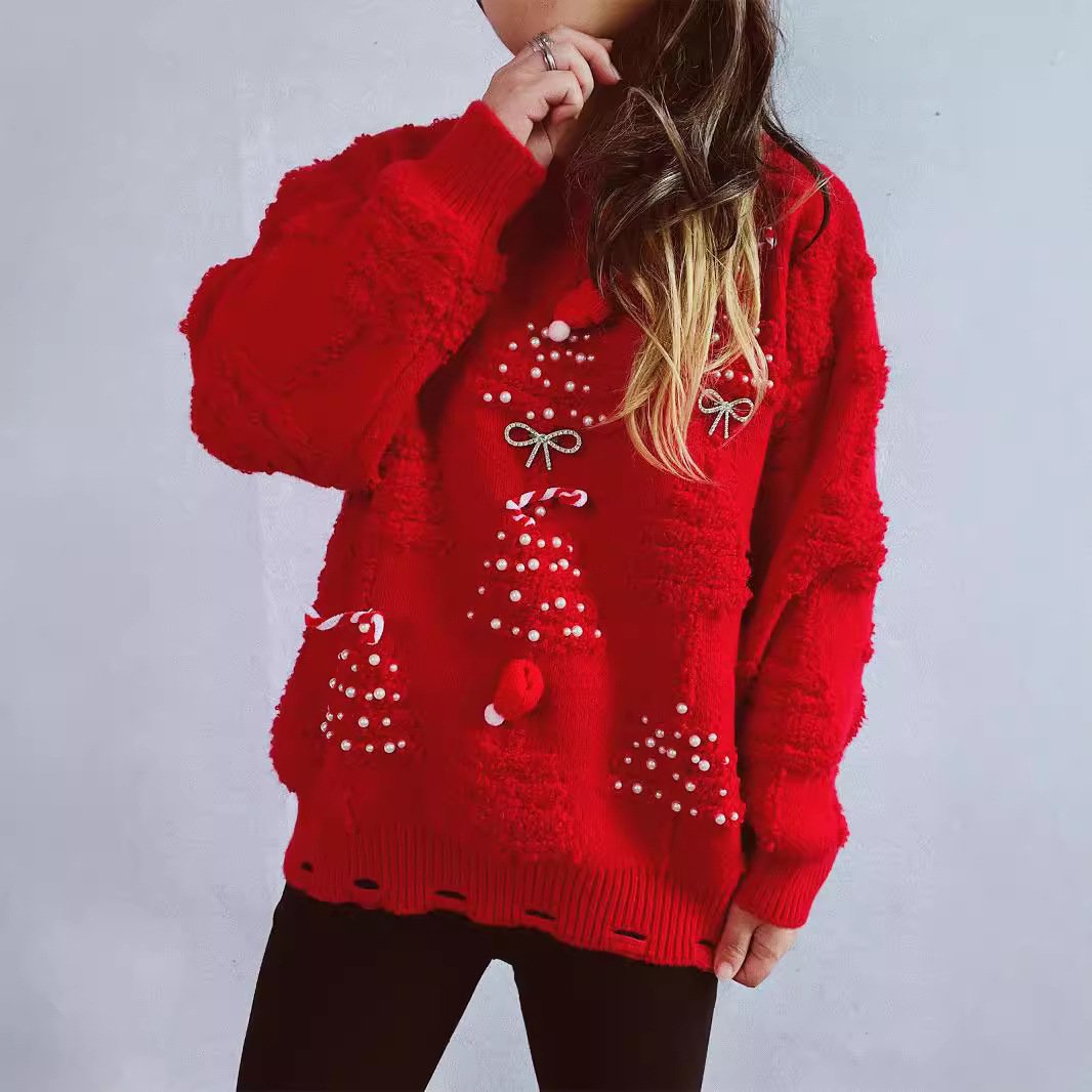 Female Christmas Sweater Warm Xmas Party Outfit Cute Holiday Costume for Women