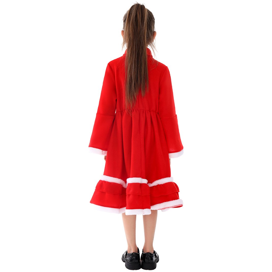 Girls Christmas Dress and Warm Red Hooded Xmas Cape for Christmas Party