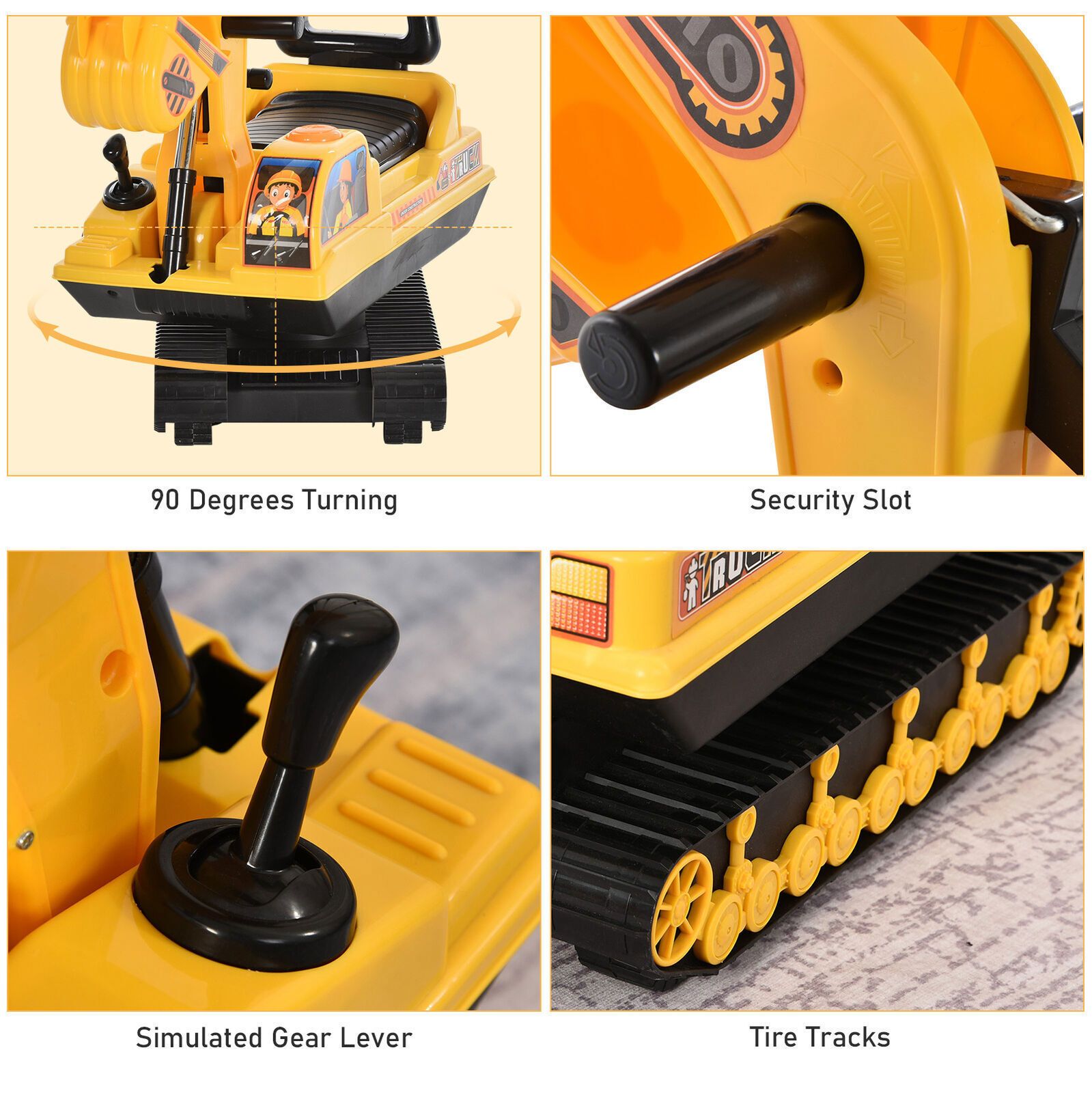 Ride-On Excavator Toy for Toddlers - Movable Construction Digger with Dual Action Levers, Horn, and Storage Box