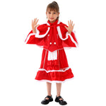 Girls Christmas Dress and Warm Red Hooded Xmas Cape for Christmas Party