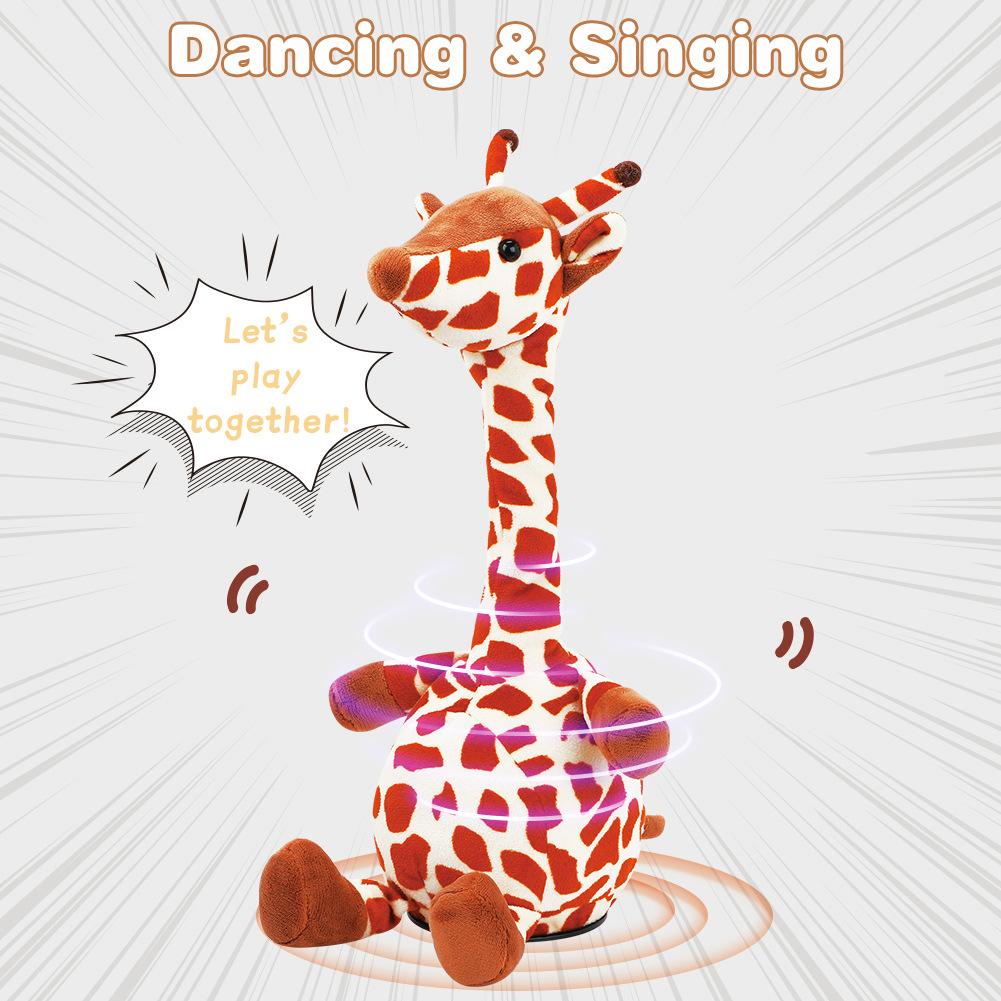 Giraffe Dancing Toys Plush Song Learn To Speak Recording Doll with Colorful Lights