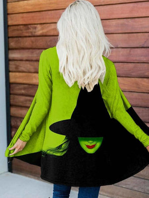 Women Elphaba Costume Wicked Long Sleeve Tops Green Outfit for Dress Up Party