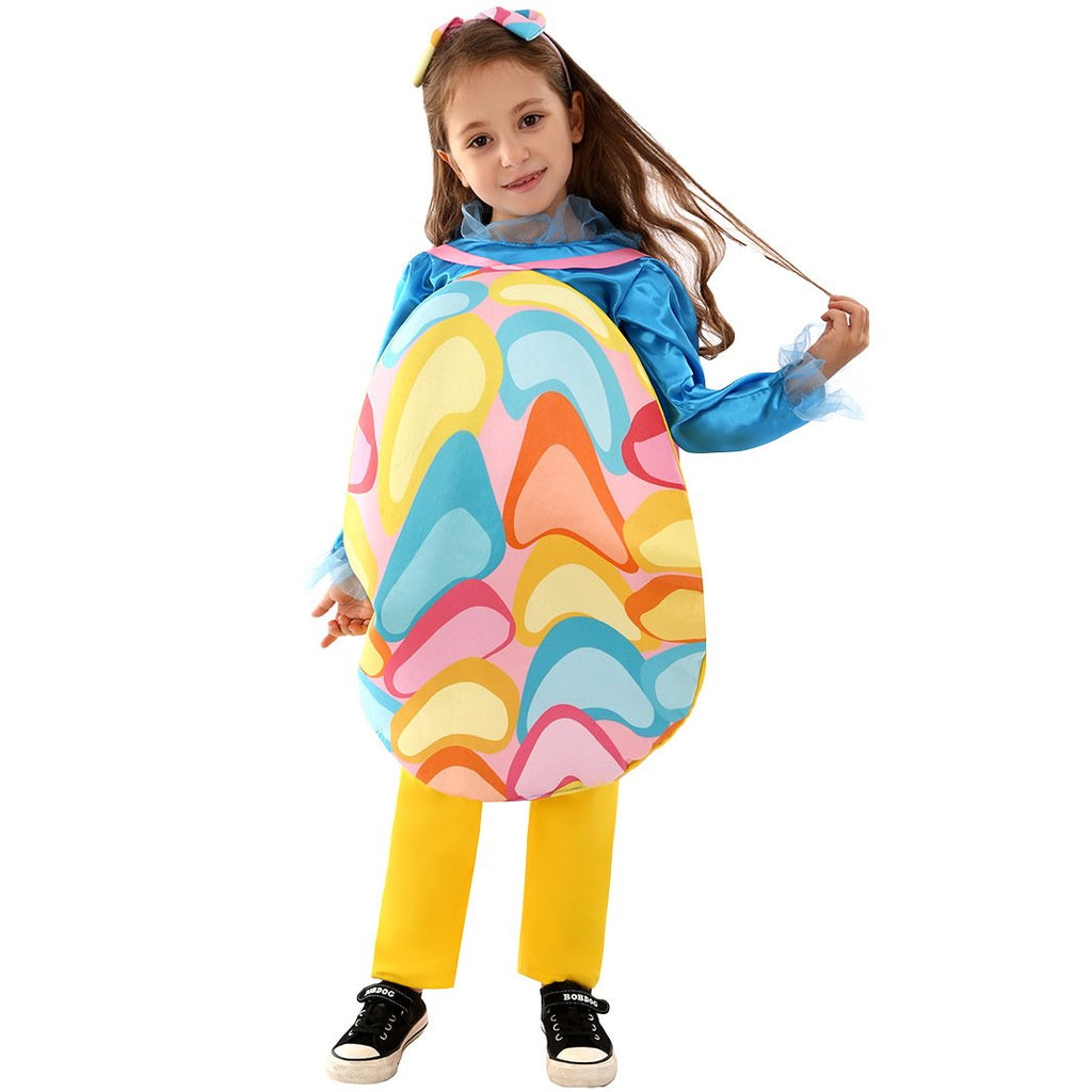 Girls Easter Costume Tops Headband and Egg Bag 3pcs Suit for Carnival